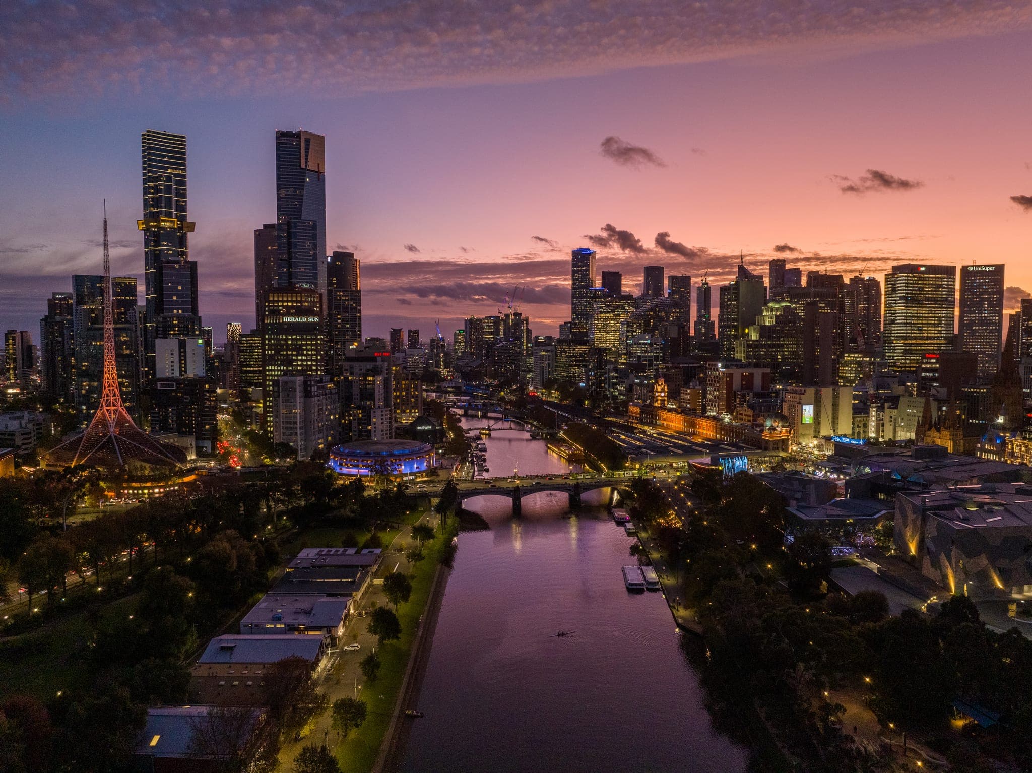 Melbourne skyline along the Yarra River — where Melbourne AI Agents is based